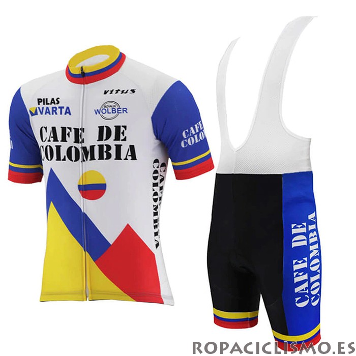 2021 Maillot Colombia Tirantes Mangas Cortas Blanco Azul